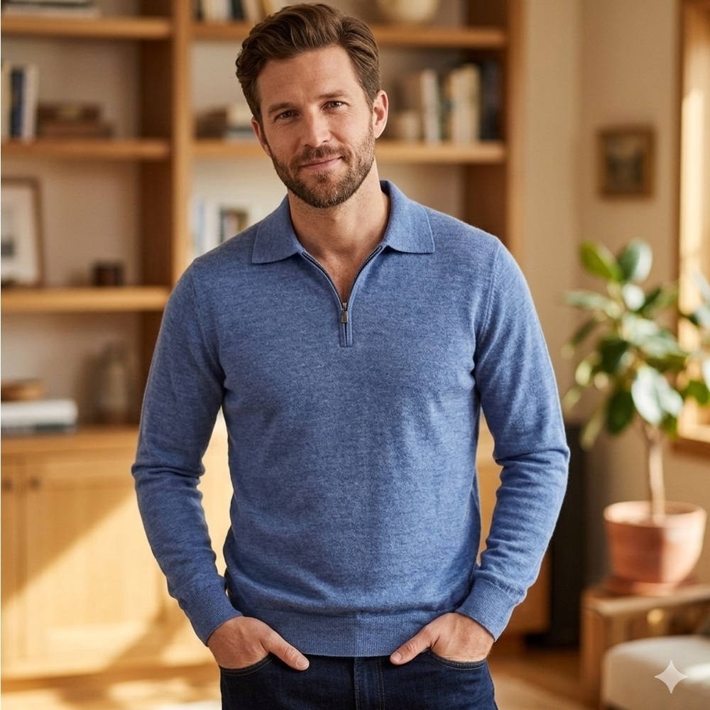 MAURIZIO BALDASSARI Knitted Virgin Wool Collared Sweater (M5)